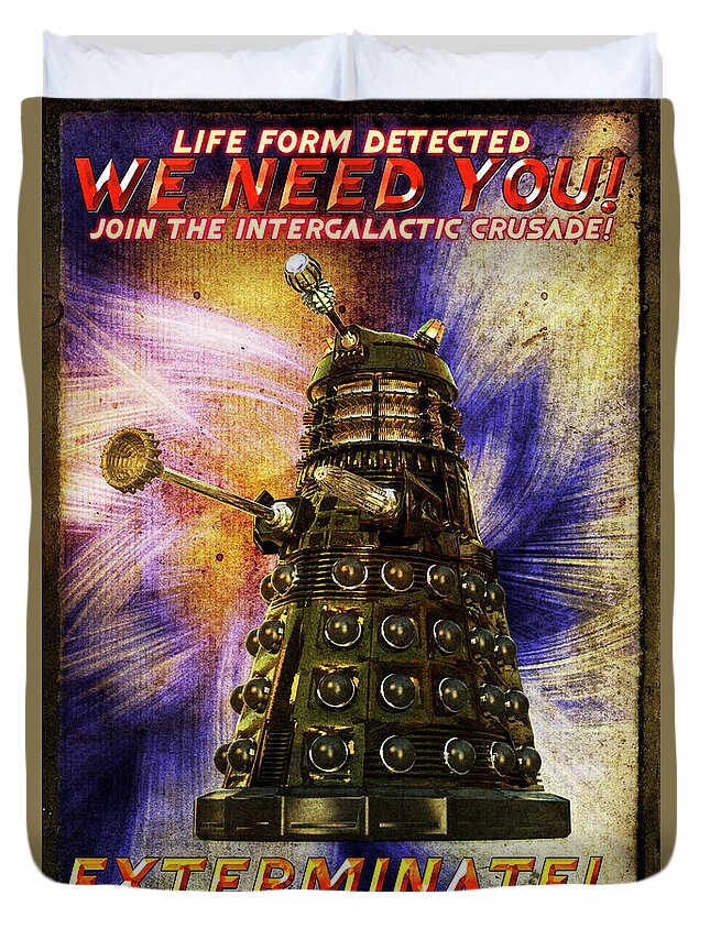 Dalek Duvet Cover featuring the digital art Crusade by Robert Hazelton