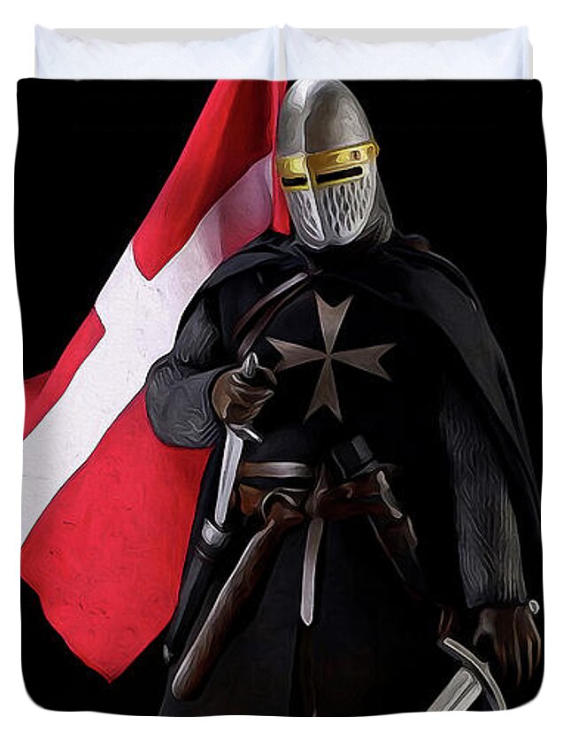 Crusader Knight Duvet Cover featuring the painting Crusader Warrior - 03 by AM FineArtPrints
