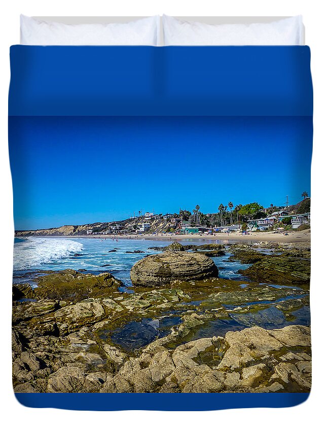 Crystal Cove Duvet Cover featuring the photograph Crystal Cove Sunny Shore by Pamela Newcomb