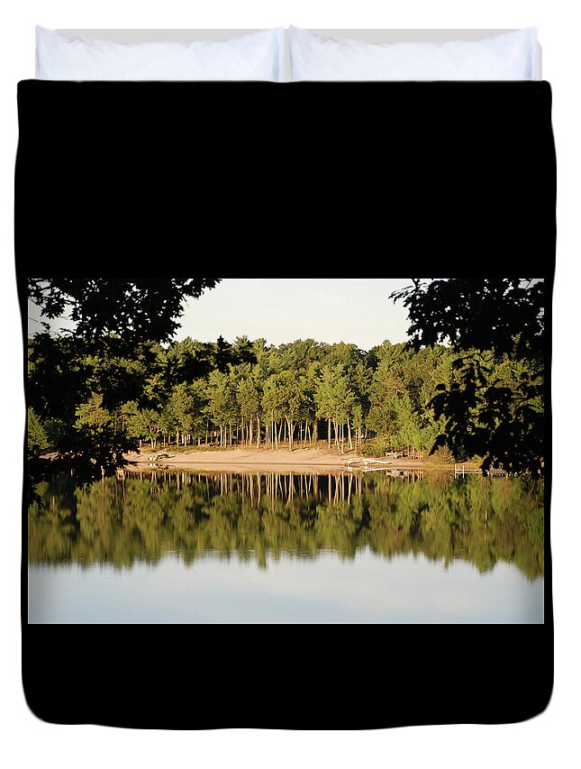 Lake Duvet Cover featuring the photograph Crystal Lake in Whitehall MI by Ferrel Cordle