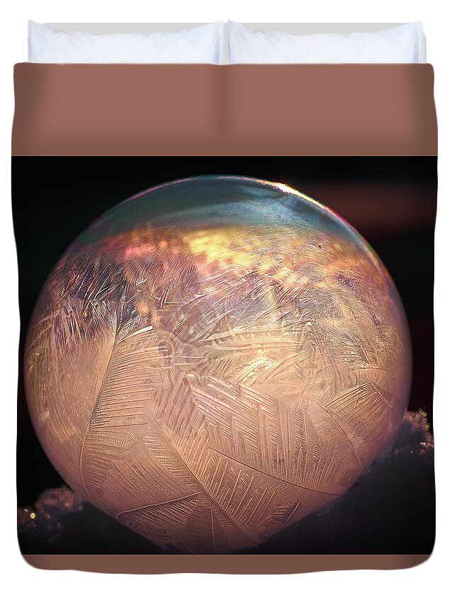 Crystallizing Bubble Duvet Cover featuring the photograph Crystallizing Bubble2 by Loni Collins