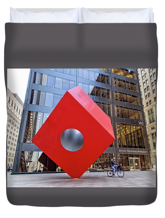 Red Duvet Cover featuring the photograph Cube by Alan Raasch