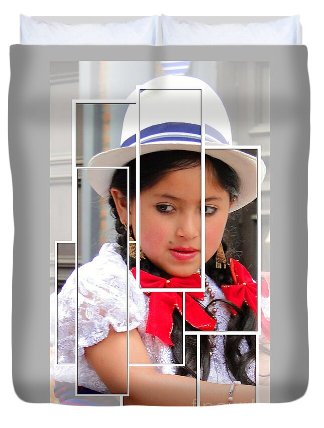 Expression Duvet Cover featuring the photograph Cuenca Kids 890 by Al Bourassa
