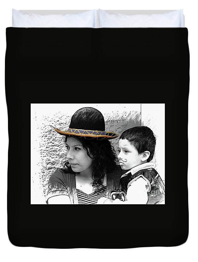 Mother Duvet Cover featuring the photograph Cuenca Kids 912 by Al Bourassa