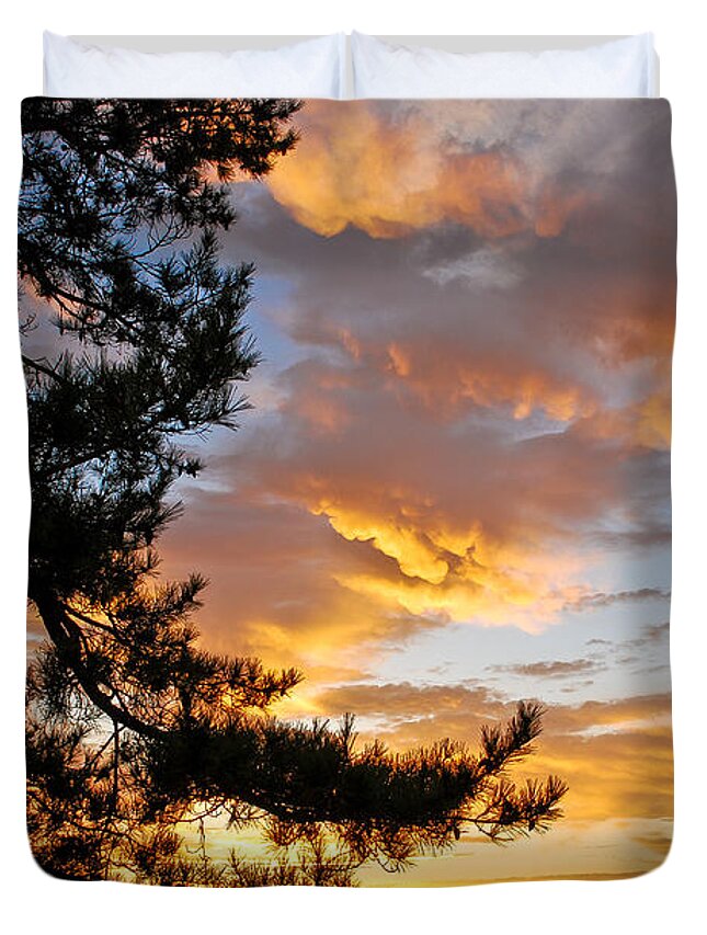 Nature Duvet Cover featuring the photograph Cumulus Clouds Plum Island by Michael Hubley