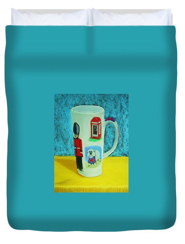 Coffee Cup Duvet Cover featuring the painting Cup of London Java by Melinda Etzold