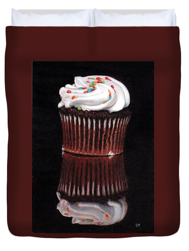 Cupcake Duvet Cover featuring the painting Cupcake Reflections by Linda Merchant