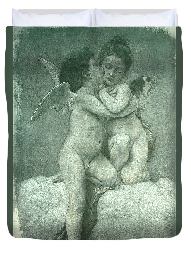  Duvet Cover featuring the painting Cupid and Psyche after Bouguereau by Joe Velez
