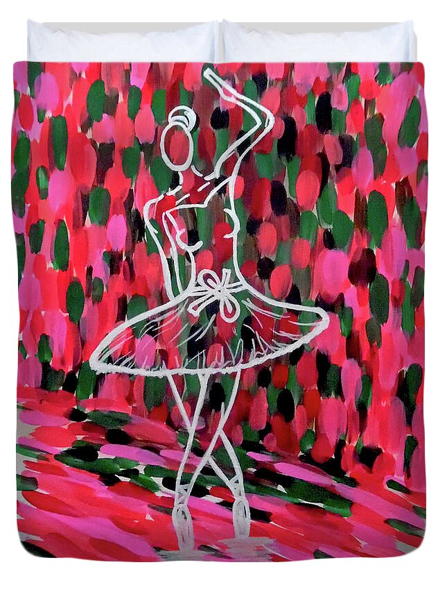 Ballerina Pink Duvet Cover featuring the painting Curtain Call by Jilian Cramb - AMothersFineArt