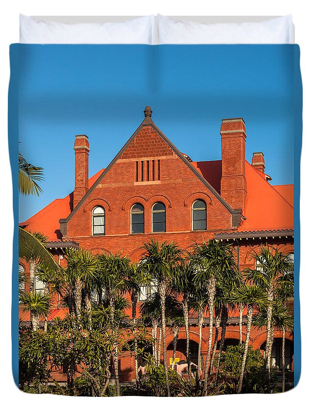 Arched Windows Duvet Cover featuring the photograph Custom House Key West by Ed Gleichman