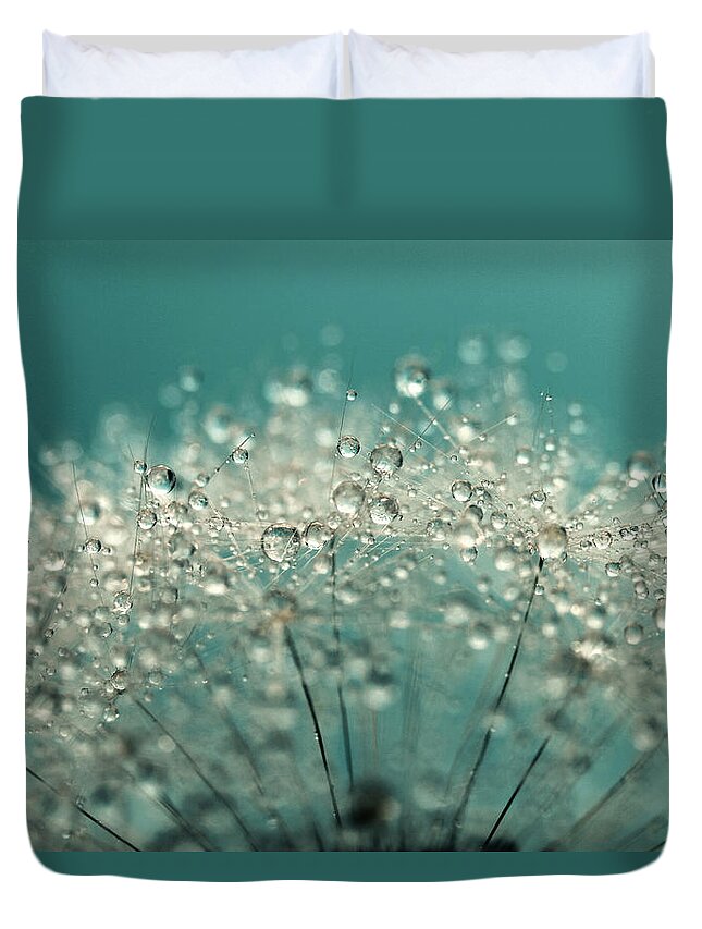 Dandelion Duvet Cover featuring the photograph Cyan Sparkles by Sharon Johnstone