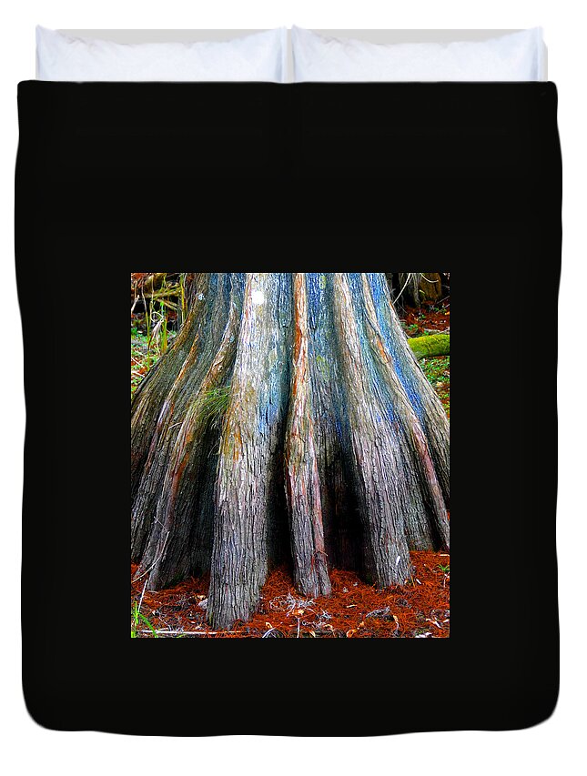 Cypress Tree Duvet Cover featuring the photograph Cypress foot by David Lee Thompson