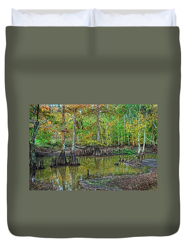 Cypress Duvet Cover featuring the photograph Cypress In Autimn by Ron Weathers
