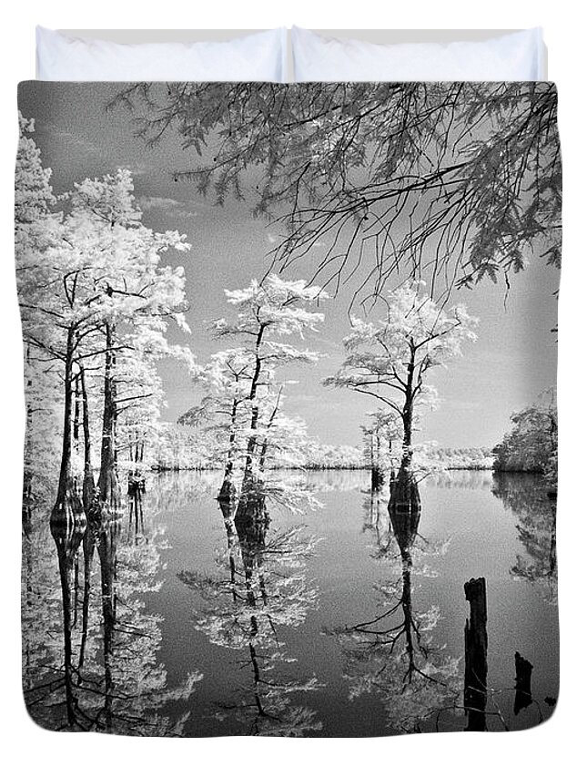 Cypress Duvet Cover featuring the photograph Cypress in Walkers Mill Pond by Bob Decker