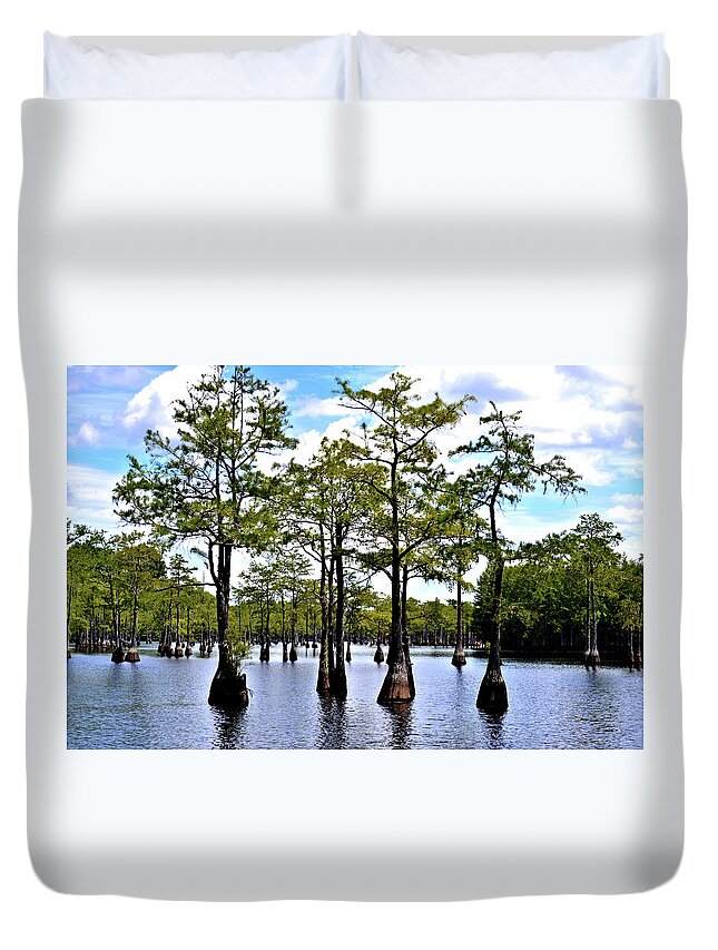 Cypress Trees Duvet Cover featuring the photograph Cypress Trees of Georgia by Tara Potts