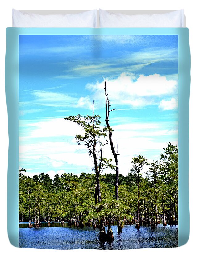 Cypress Trees Duvet Cover featuring the photograph Cypress Trees by Tara Potts