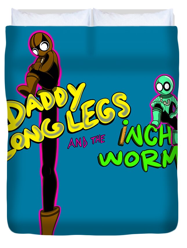 Daddy Long Legs Duvet Cover featuring the digital art Daddy Long Legs and The Inchworm by Demitrius Motion Bullock