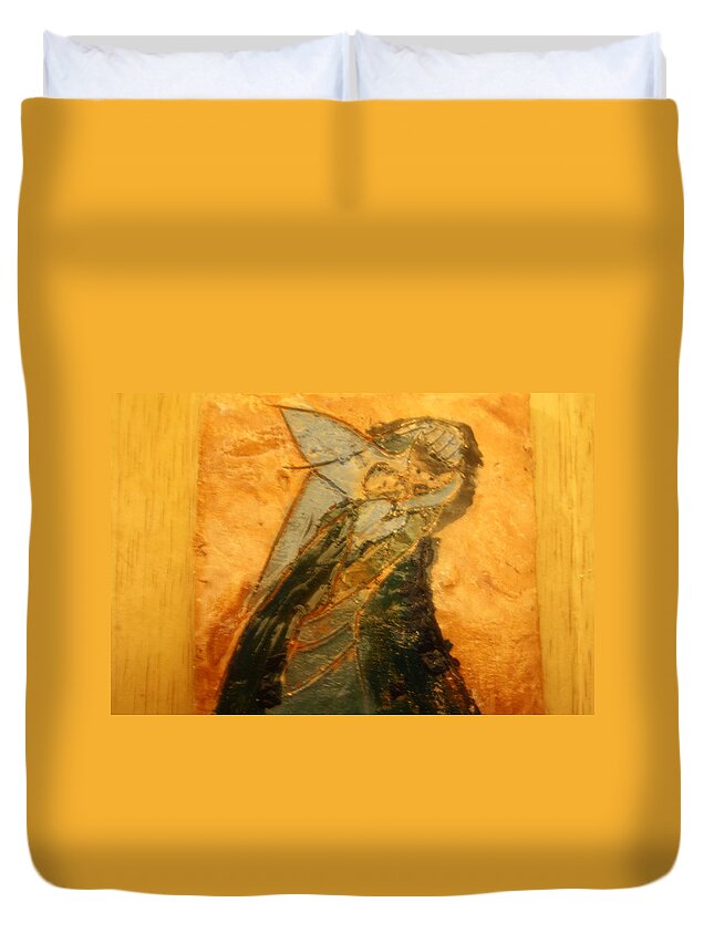 Jesus Duvet Cover featuring the ceramic art Dads hug - tile by Gloria Ssali