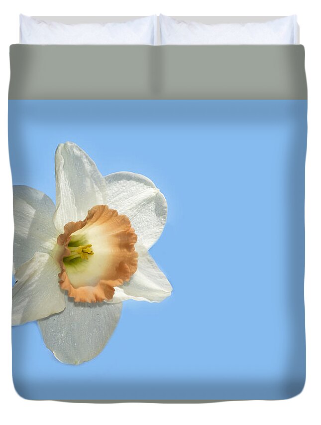 Blue Sky Duvet Cover featuring the photograph Daffodil by Cathy Kovarik