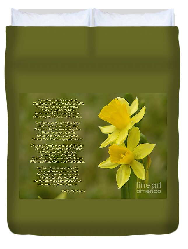 Daffodils Poem By William Wordsworth Duvet Cover featuring the photograph Daffodils Poem by William Wordsworth by Olga Hamilton
