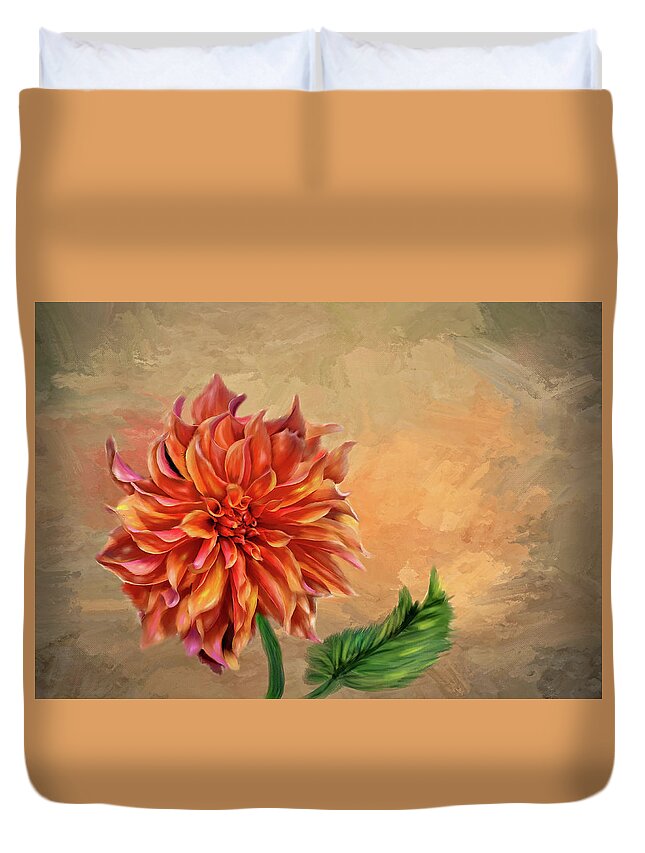 Dahlia Duvet Cover featuring the photograph Dahlia in the fall by Mary Timman