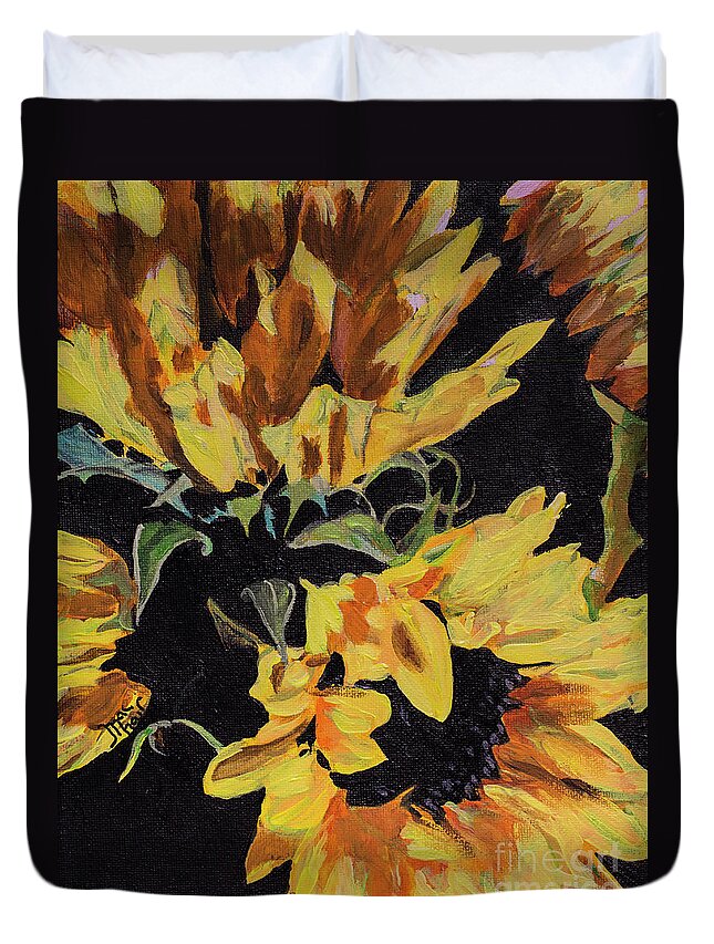 Acrylic Duvet Cover featuring the painting Daisies by Jackie MacNair