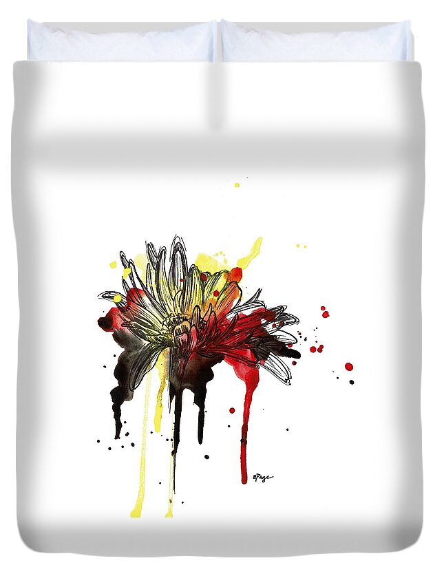 Daisy Duvet Cover featuring the painting Daisy Dripping by Emily Page