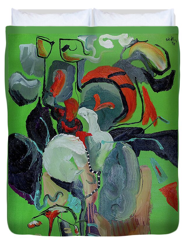 Abstract Duvet Cover featuring the painting Dali's 3 Moustaches by Peregrine Roskilly