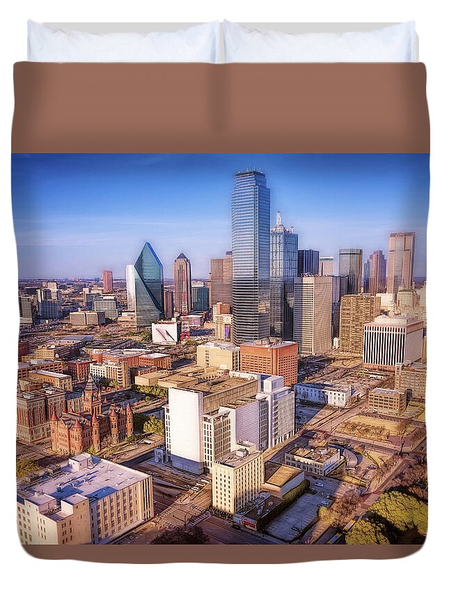 Joan Carroll Duvet Cover featuring the photograph Dallas Skyline II by Joan Carroll