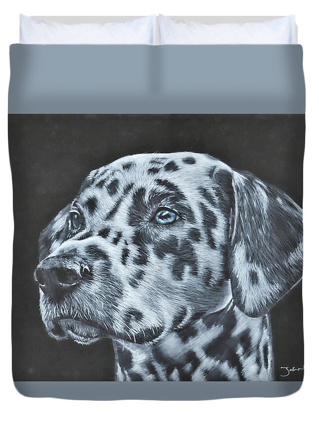 Dalmation Duvet Cover featuring the painting Dalmation Portrait by John Neeve