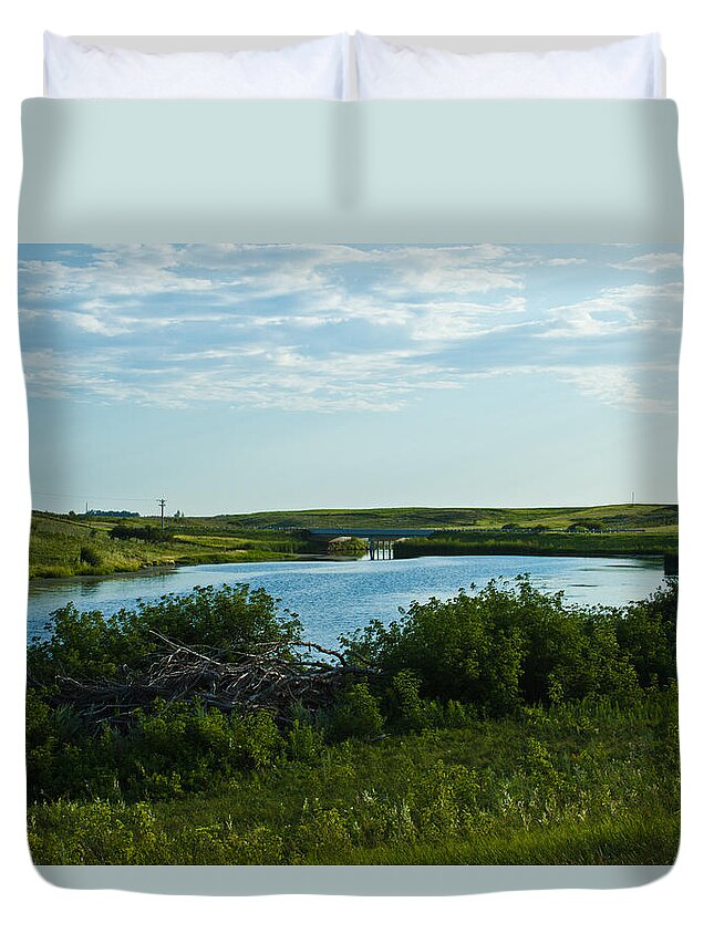 Water Duvet Cover featuring the photograph Dam 3 by Jana Rosenkranz