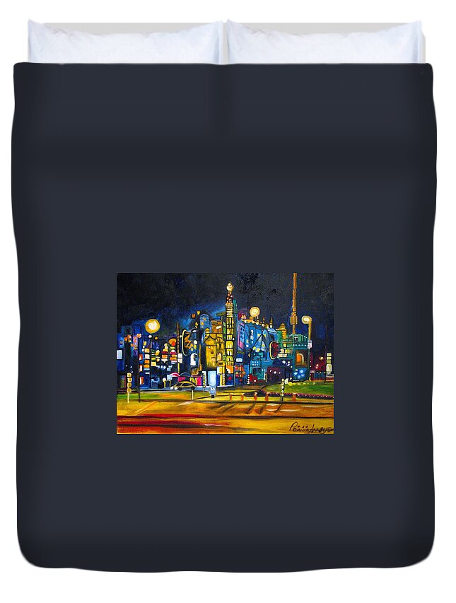 Cityscape Duvet Cover featuring the painting Dam Square by Patricia Arroyo