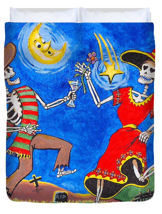 Dia De Duvet Cover featuring the painting Dance of the Dead by Dale Loos Jr