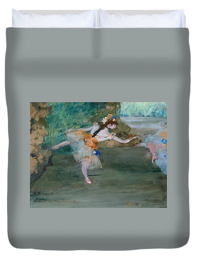 19th Century Art Duvet Cover featuring the painting Dancer Onstage by Edgar Degas
