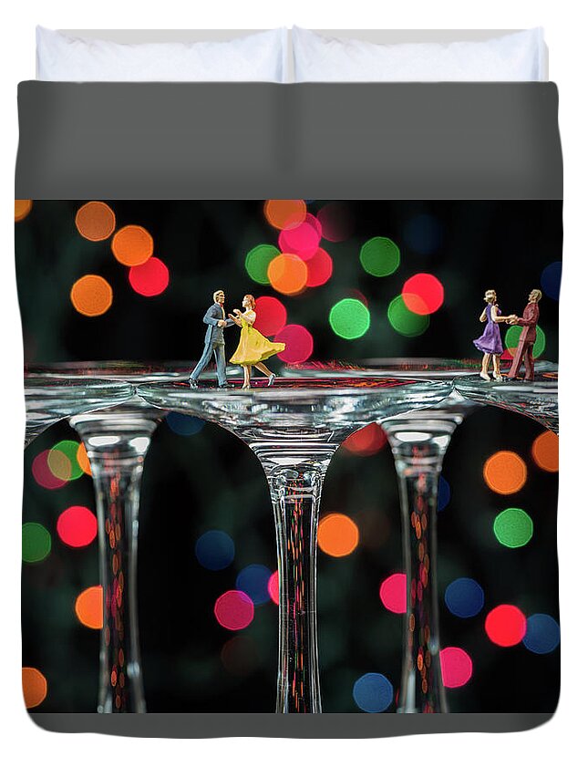 Miniature Photography Duvet Cover featuring the photograph Dancers on Wine Glasses by Tammy Ray