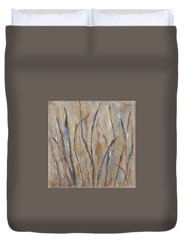 Landscape Duvet Cover featuring the painting Dancing Cattails I by Trish Toro