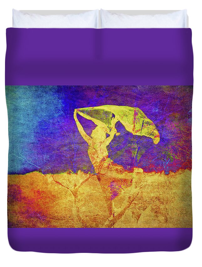 Landscape Duvet Cover featuring the digital art Dancing in the Field by Sandra Selle Rodriguez