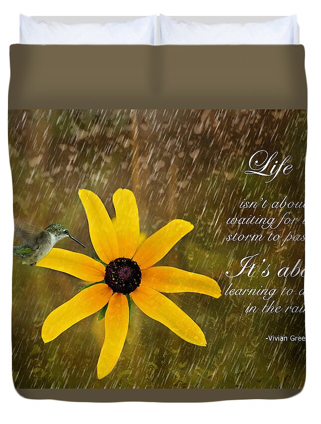Inspirational Photography Duvet Cover featuring the photograph Dancing In the Rain Print by Gwen Gibson