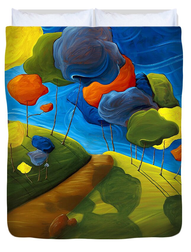 Landscape Duvet Cover featuring the painting Dancing Shadows by Richard Hoedl