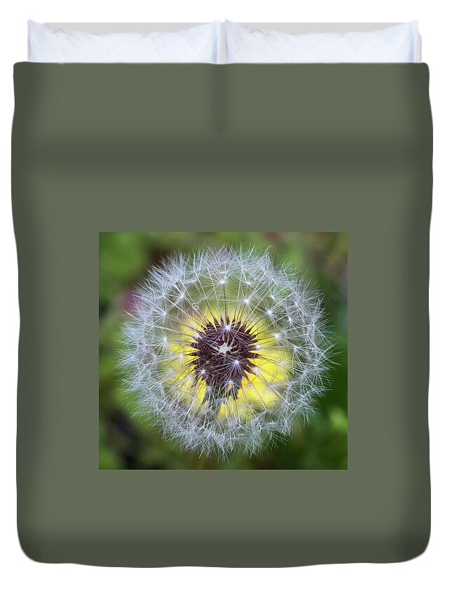 Terry D Photography Duvet Cover featuring the photograph Dandelion Square by Terry DeLuco