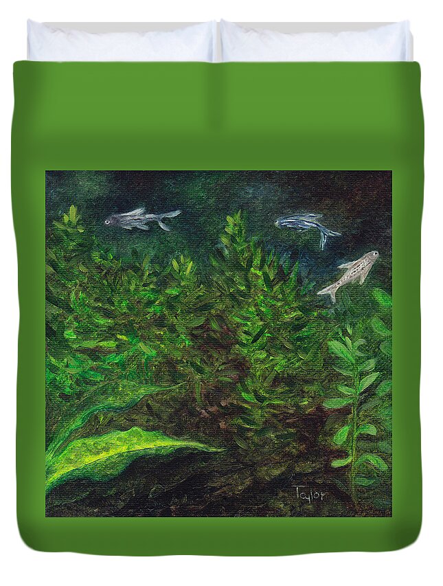 Aquarium Duvet Cover featuring the painting Danios by FT McKinstry