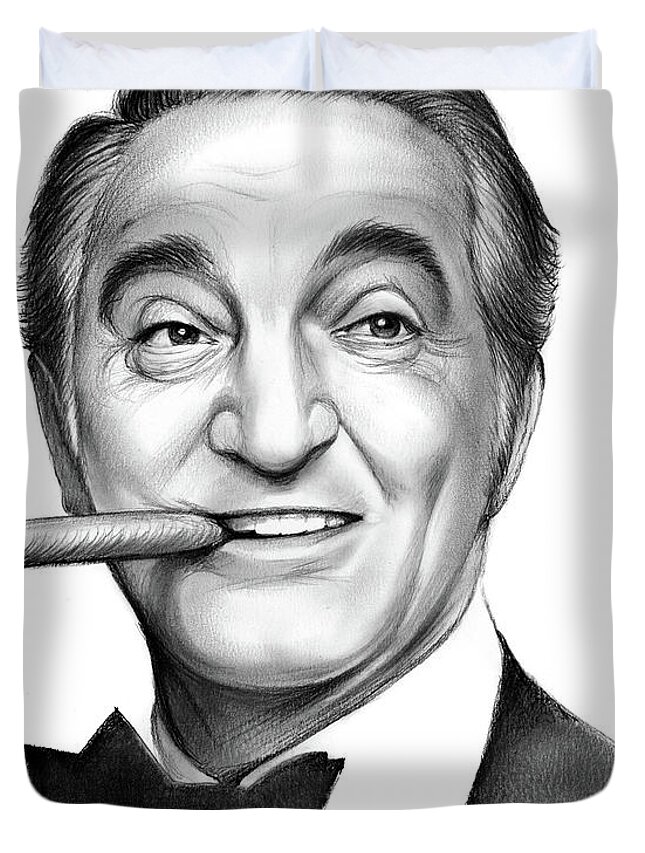 Danny Thomas Duvet Cover featuring the drawing Danny Thomas by Greg Joens