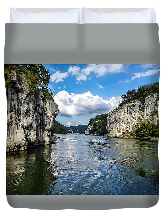 Danube Duvet Cover featuring the photograph Danube Gorge by Pamela Newcomb