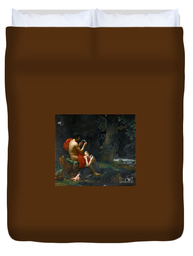 François Gérard - Daphnis And Chloe 1824 Duvet Cover featuring the painting Daphnis and Chloe by MotionAge Designs