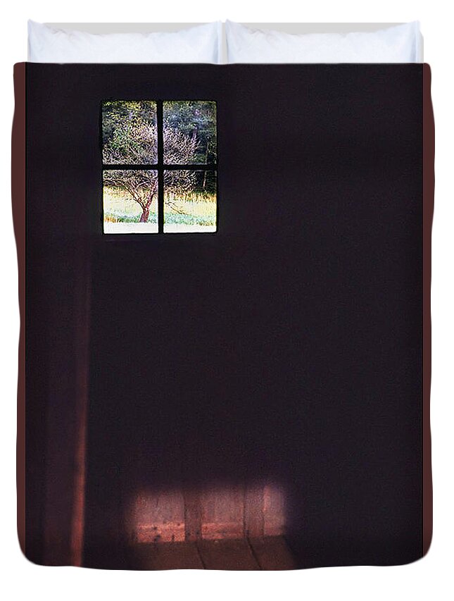 Cabin Duvet Cover featuring the photograph Dark Cabin Window by Ted Keller