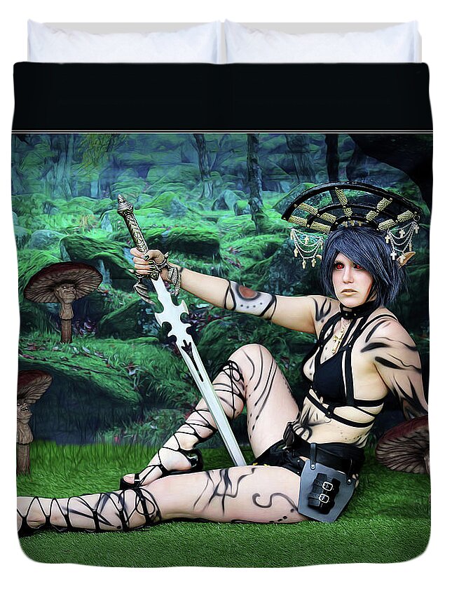 Fantasy Duvet Cover featuring the photograph Dark Company by Jon Volden