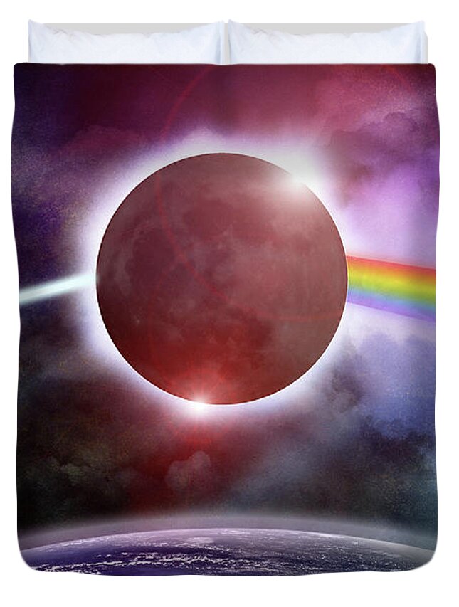 Total Solar Eclipse Duvet Cover featuring the photograph Dark Side of the Eclipse by WB Johnston