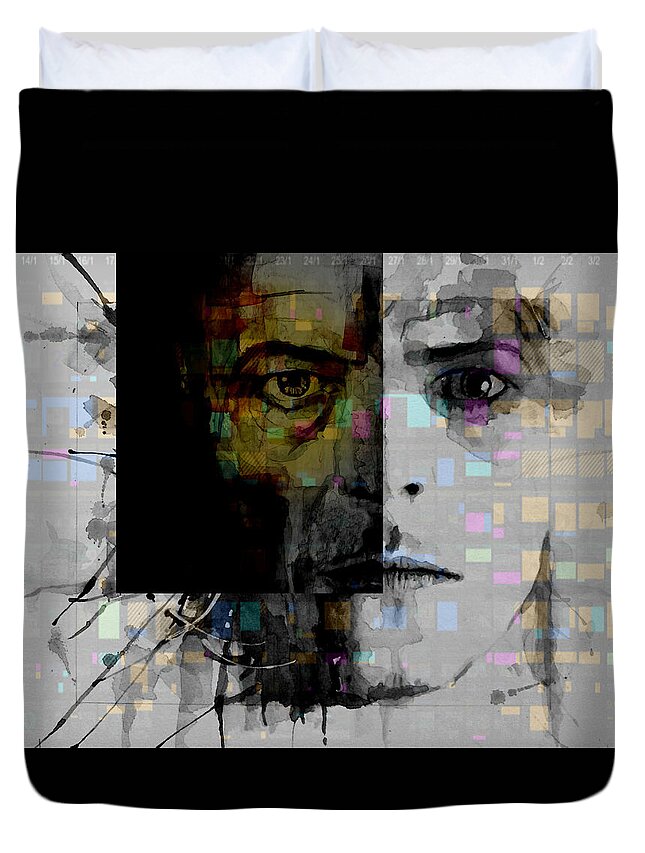 Bowie Duvet Cover featuring the painting Dark Star by Paul Lovering