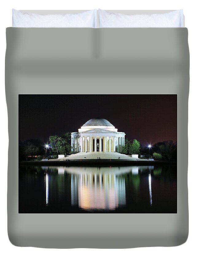 Photosbymch Duvet Cover featuring the photograph Darkness over the Jefferson Memorial by M C Hood