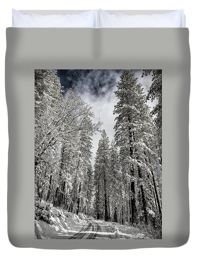 Snow Duvet Cover featuring the photograph Dashing Through the Snow by Steph Gabler